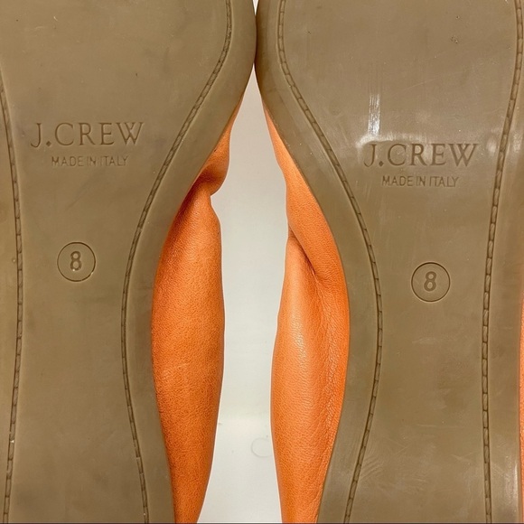 J.Crew Orange Leather Cap Toe Color Block Mila Ballet Flats Size 8 - Picture 9 of 11